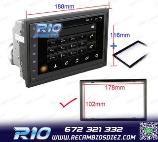 RADIO 9" GPS ANDROID 13 2DIN TÁCTIL BLUETOOTH USB SD