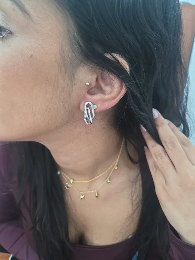 Pendientes Oro Blanco 18k Ovalados