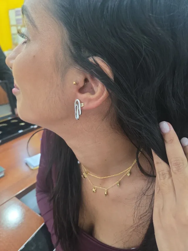 Pendientes Oro Blanco 18k Ovalados