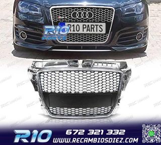 PARRILLA AUDI A3 8P 08-12 LOOK RS CROMO NEGRO