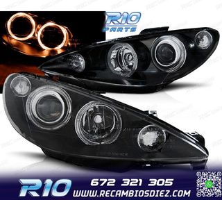 FAROS PARA PEUGEOT 206 02- OJOS ANGEL NEGROS 4K