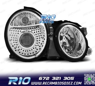 FAROS PARA MERCEDES CLASE CLK W208 98-02 LUPA FONDO CROMO