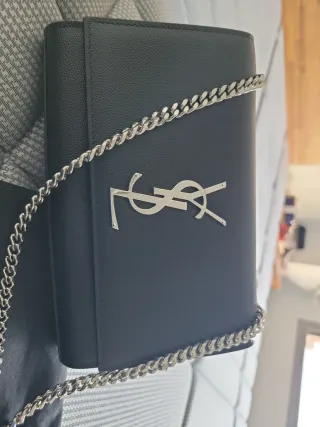 Bolso YSL Negro Cadena Plata