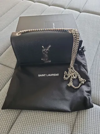 Bolso YSL Negro Cadena Plata