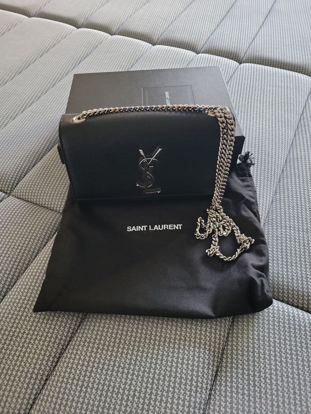 Bolso YSL Negro Cadena Plata