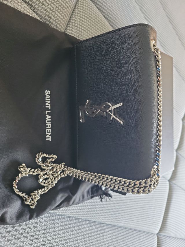 Bolso YSL Negro Cadena Plata