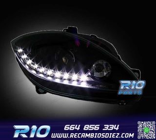 FAROS PARA SEAT LEON ALTEA TOLEDO 04-09 LUZ DIURNA LED FONDO