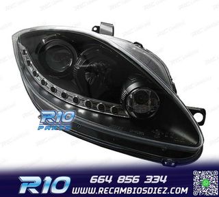 FAROS PARA SEAT LEON ALTEA TOLEDO 04-09 LUZ DIURNA LED FONDO