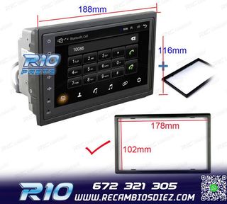 RADIO 9" GPS ANDROID 13 2DIN TÁCTIL BLUETOOTH USB SD