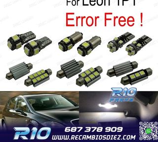 KIT 13 BOMBILLAS LED INTERIOR PARA SEAT LEON MK2 1 P 1P1 05-