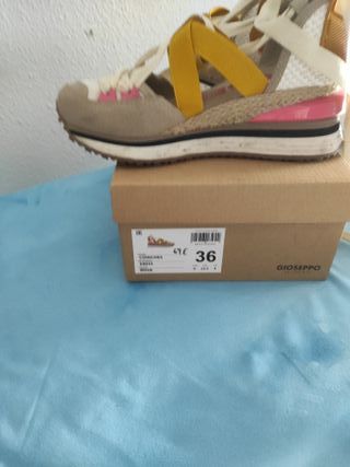 Cuñas Gioseppo mujer beige y amarillo