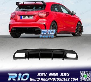 DIFUSOR MERCEDES CLASE A W176 AMG 12-18 LOOK A45 NEGRO BRILL