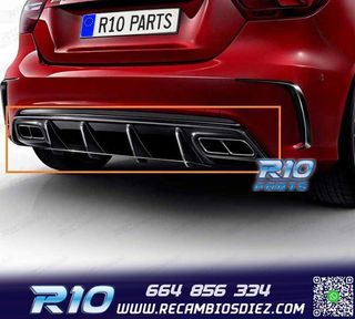 DIFUSOR MERCEDES CLASE A W176 AMG 12-18 LOOK A45 NEGRO BRILL