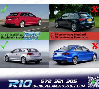 DIFUSOR AUDI A3 8V S LINE 16-20 LOOK S3