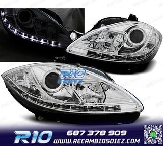 FAROS PARA SEAT LEON Y ALTEA 09-12 LUZ DIURNA FONDO CROMO
