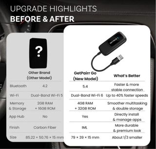Adaptador CarPlay/Android Auto GetPairr Go 2.0