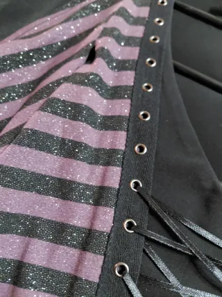 Vestido LMV Negro y Rosa con Cordones