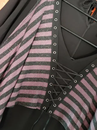 Vestido LMV Negro y Rosa con Cordones
