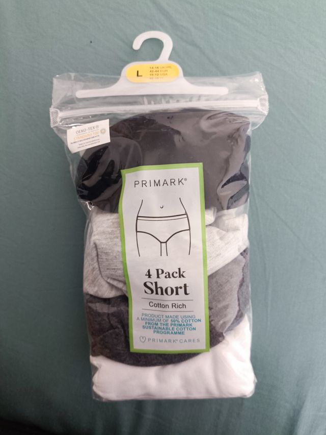 4 Bragas Algodón Primark Talla L