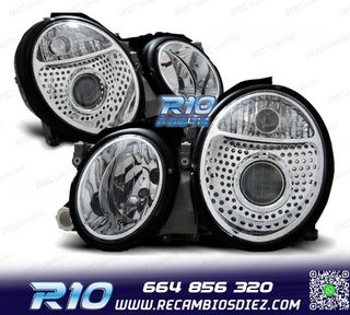 FAROS PARA MERCEDES CLASE CLK W208 98-02 LUPA FONDO CROMO