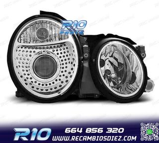 FAROS PARA MERCEDES CLASE CLK W208 98-02 LUPA FONDO CROMO