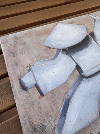 Pintura abstracta figura guerrero