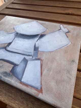 Pintura abstracta figura guerrero