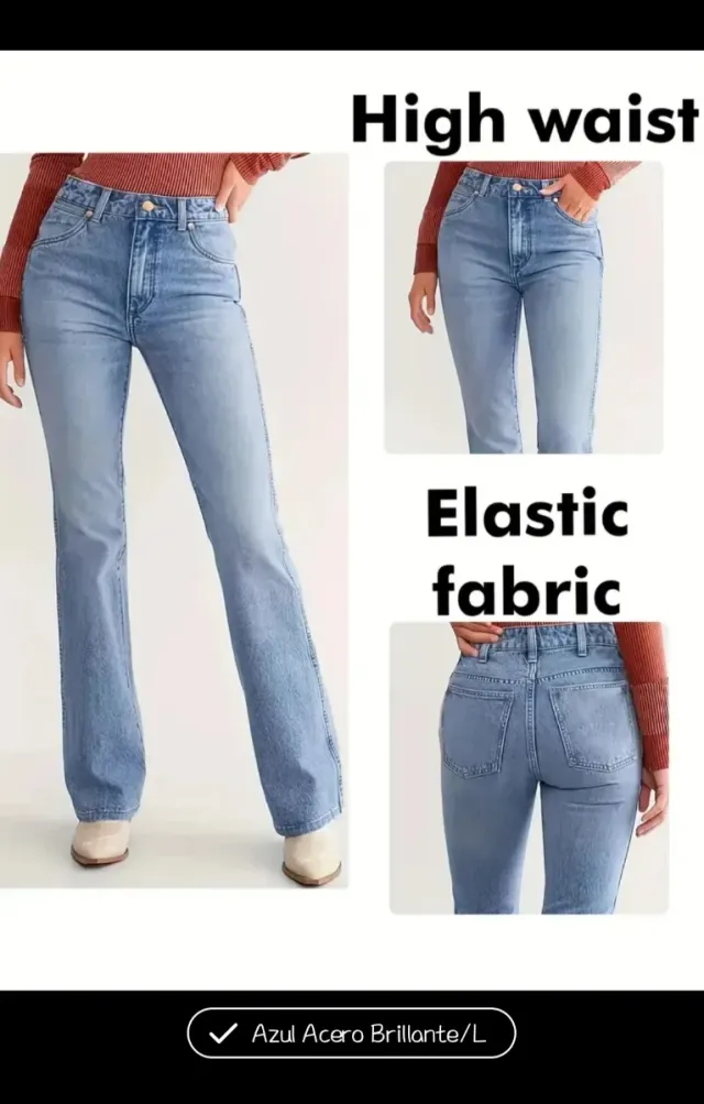 Tejano Mujer Tallo Alto Elástico Azul Talla L