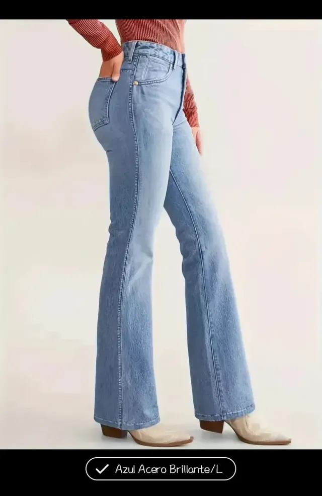 Tejano Mujer Tallo Alto Elástico Azul Talla L