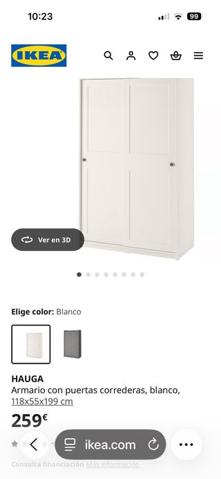 Armario Hauga Ikea 2 puertas correderas