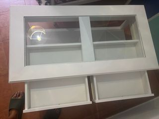 Mesa baja salón cristal y madera