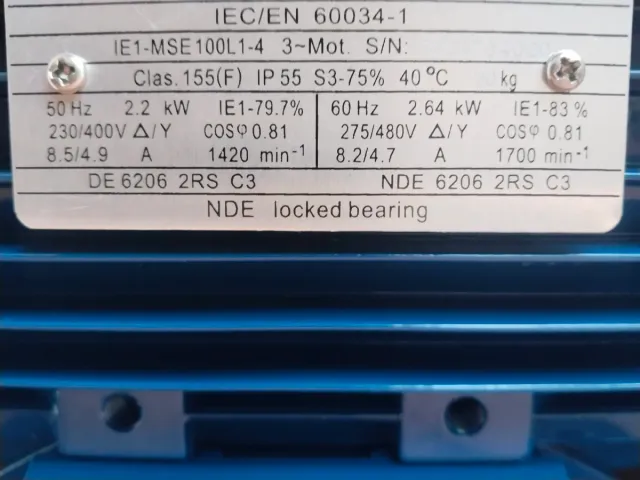 Motor Eléctrico IE1-MSE 100L1-4 2.2 kW