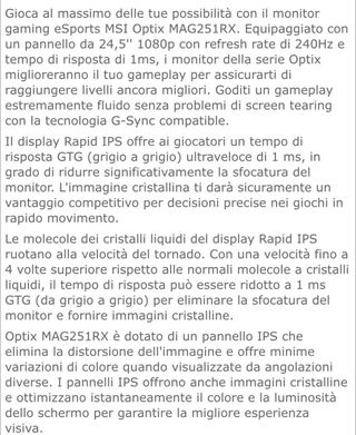 Monitor MSI Optix MAG251RX 240Hz 1ms 1080p