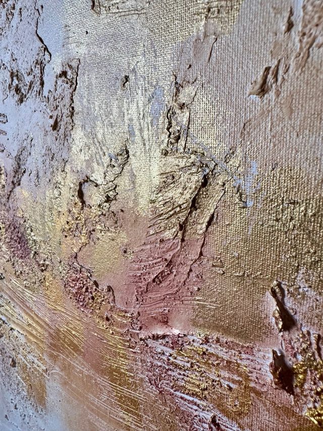 2 Cuadros Abstractos gran tamaño Beige y Dorado