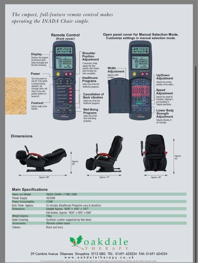Sillón de masajes Inada en piel para restaurar