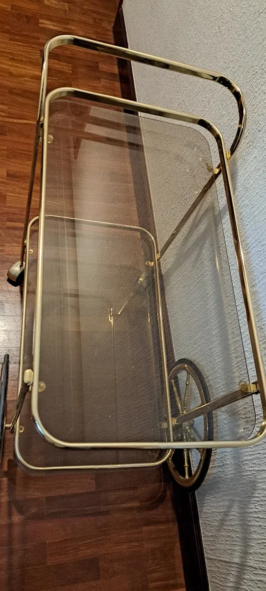 Carrito camarera vintage cristal y metal dorado