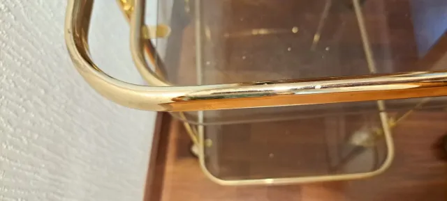 Carrito camarera vintage cristal y metal dorado