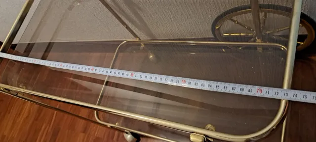 Carrito camarera vintage cristal y metal dorado