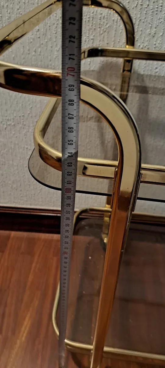 Carrito camarera vintage cristal y metal dorado