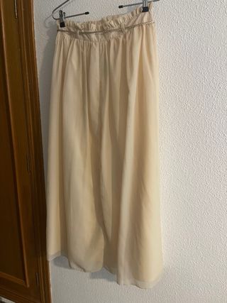 Falda larga beige con cordón