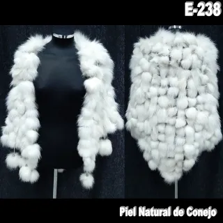 Chaqueta Chal Novia cola Conejo Blanco Natural