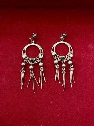 Pendientes vintage aro con detalles verdes