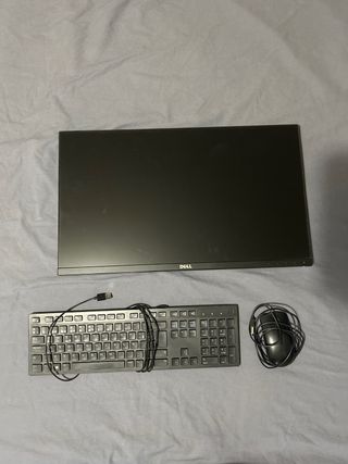 Pantalla Dell + Teclado y Ratón Negros