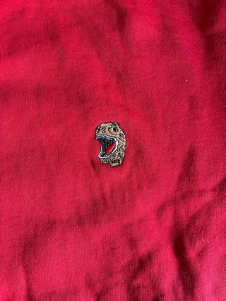Sudadera roja atakontu dinosaurio