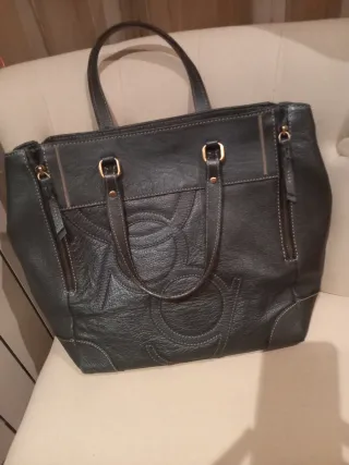 Bolso Piel Purificación García azul metalizado