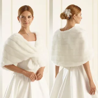 Estola Novia Piel Sintético Blanco Natural