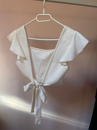 Blusa corta blanca espalda al aire Talla S