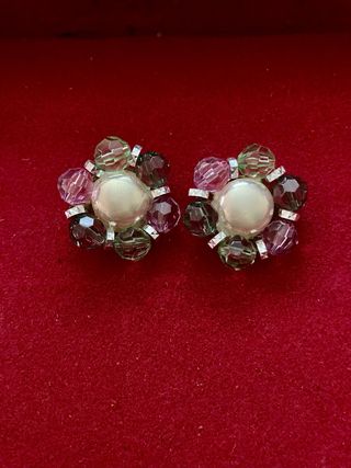 Pendientes Vintage Flor Perla y Cristal