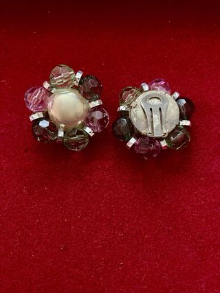Pendientes Vintage Flor Perla y Cristal
