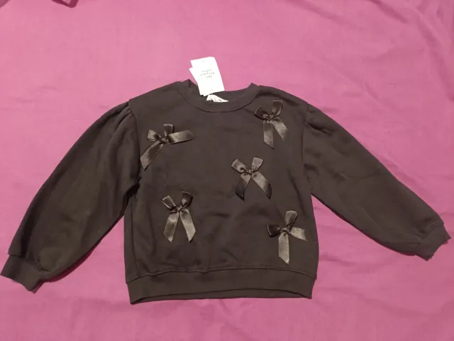 Sudadera niña negra con lazos H&m 6-8 años